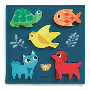 DJECO Dřevěné puzzle zvířátka v modrém